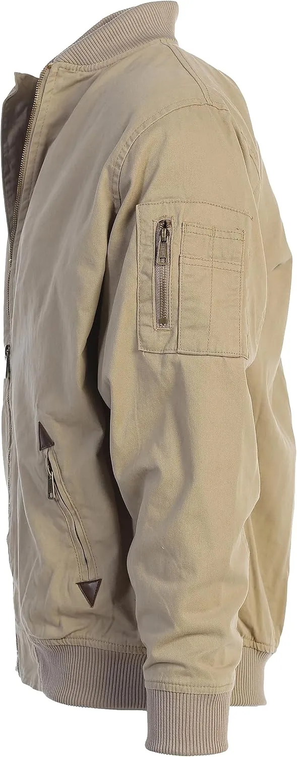 Gioberti Men's 100% Cotton Sportwear Full Zipper Twill Bomber Jacket