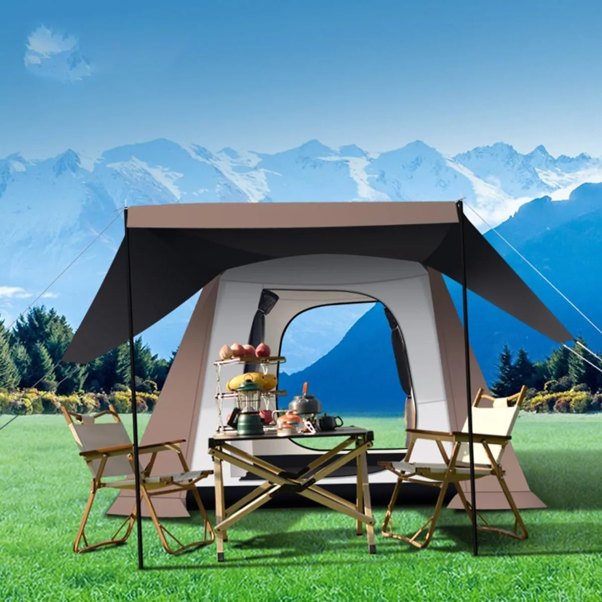 GIZNXBA Instant Tent 5-8 Person,Large Family Cabin Tents,Automatic Build Quickly in 60S, Windows with Mesh,Waterproof,Double Layer Tent for Outdoor,Picnic,Camping,Gathering