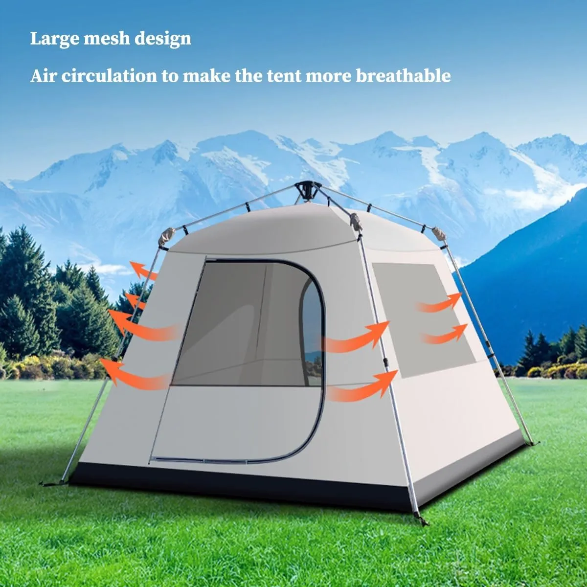 GIZNXBA Instant Tent 5-8 Person,Large Family Cabin Tents,Automatic Build Quickly in 60S, Windows with Mesh,Waterproof,Double Layer Tent for Outdoor,Picnic,Camping,Gathering