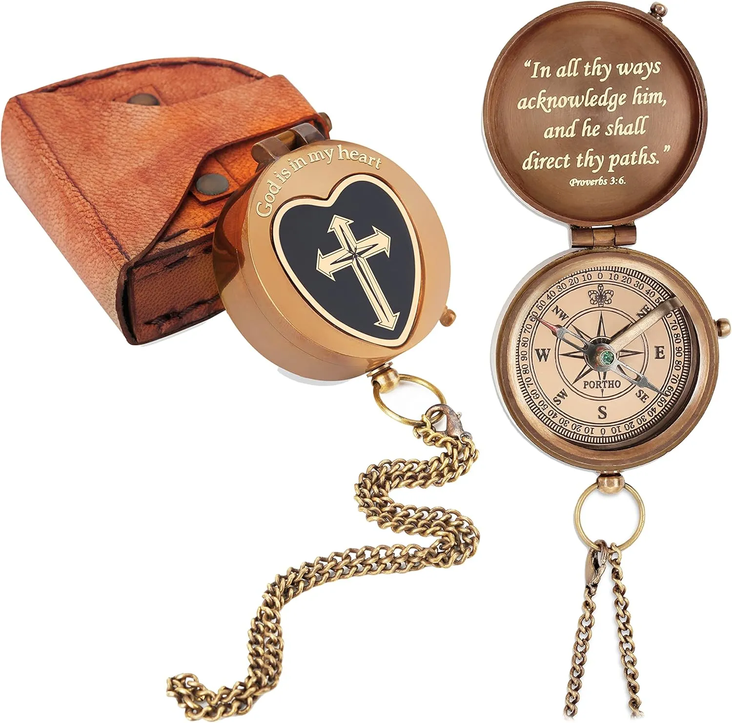 God is in My Heart Compass - Religious Gifts for Men, Baptism Gift for Teenage Boys, Christian, Catholic, Communion, Confirmation, Inspirational 2024 Graduation Gifts