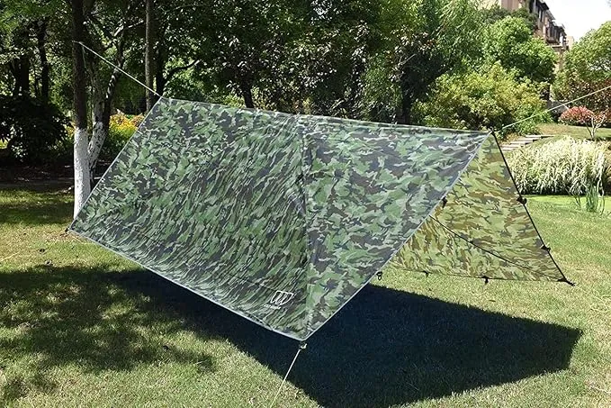Gold Armour Rainfly Tarp Hammock, Premium 14.7ft/12ft/10ft/8ft Rain Fly Cover, Waterproof Ultralight Camping Shelter Canopy, Survival Equipment Gear Camping Tent Accessories (Camouflage 14.7ft x 12ft)