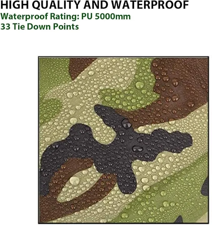 Gold Armour Rainfly Tarp Hammock, Premium 14.7ft/12ft/10ft/8ft Rain Fly Cover, Waterproof Ultralight Camping Shelter Canopy, Survival Equipment Gear Camping Tent Accessories (Camouflage 14.7ft x 12ft)