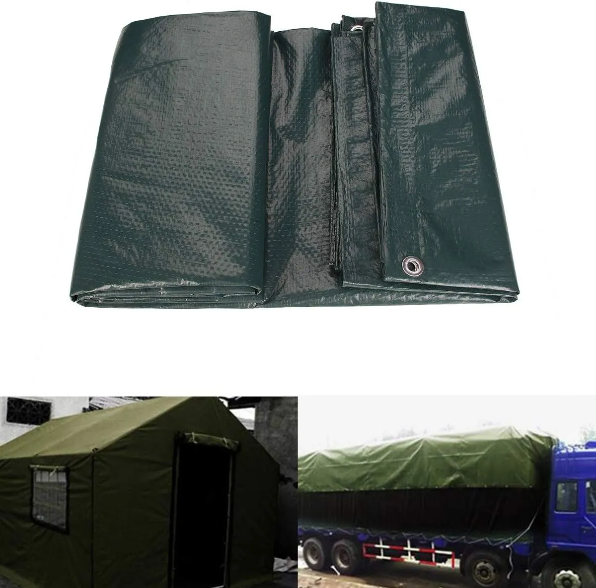 Green Waterproof Tarpaulin for Car Cover Camping Tarp Sunproof Dustproof Tent 80gsm with Eyelets