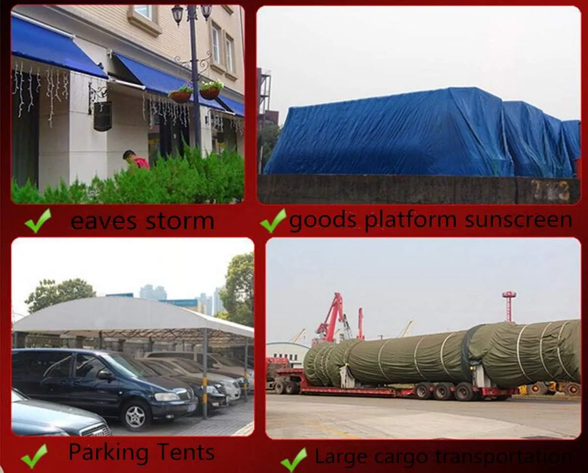 Green Waterproof Tarpaulin for Car Cover Camping Tarp Sunproof Dustproof Tent 80gsm with Eyelets