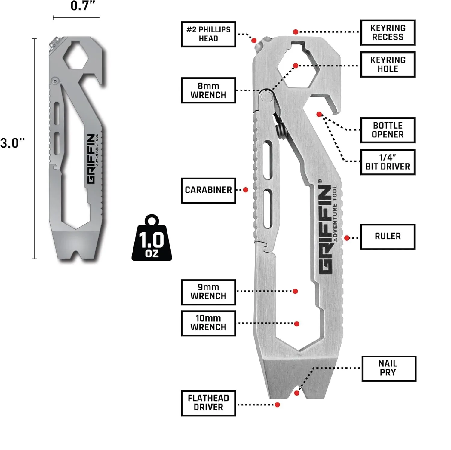 Griffin Adventure Tool - Stainless Steel