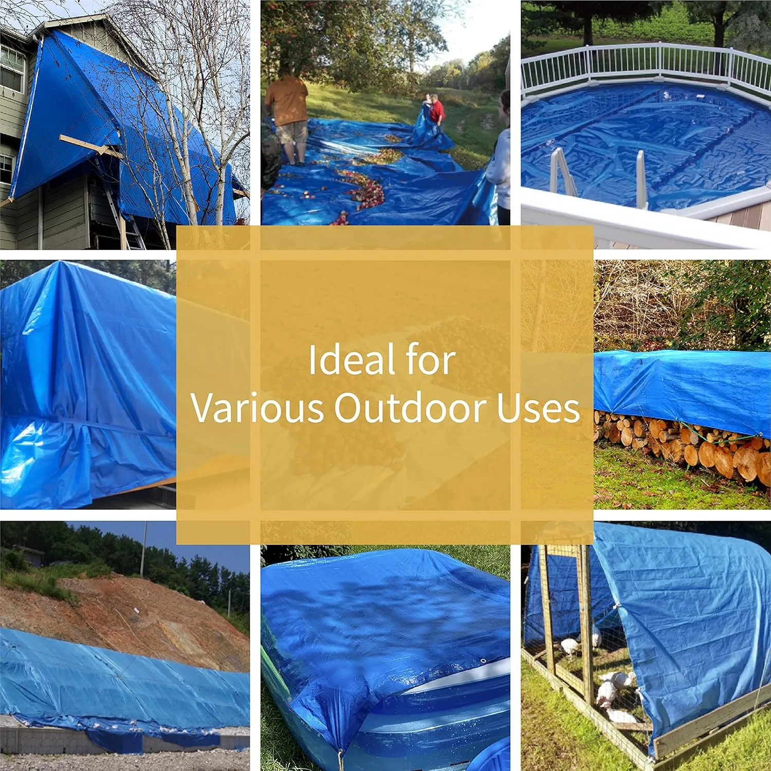 GUARD SHIELD Blue Tarp Waterproof 10x14 Feet Medium Duty All Purpose Poly Tarps Cover 7mil