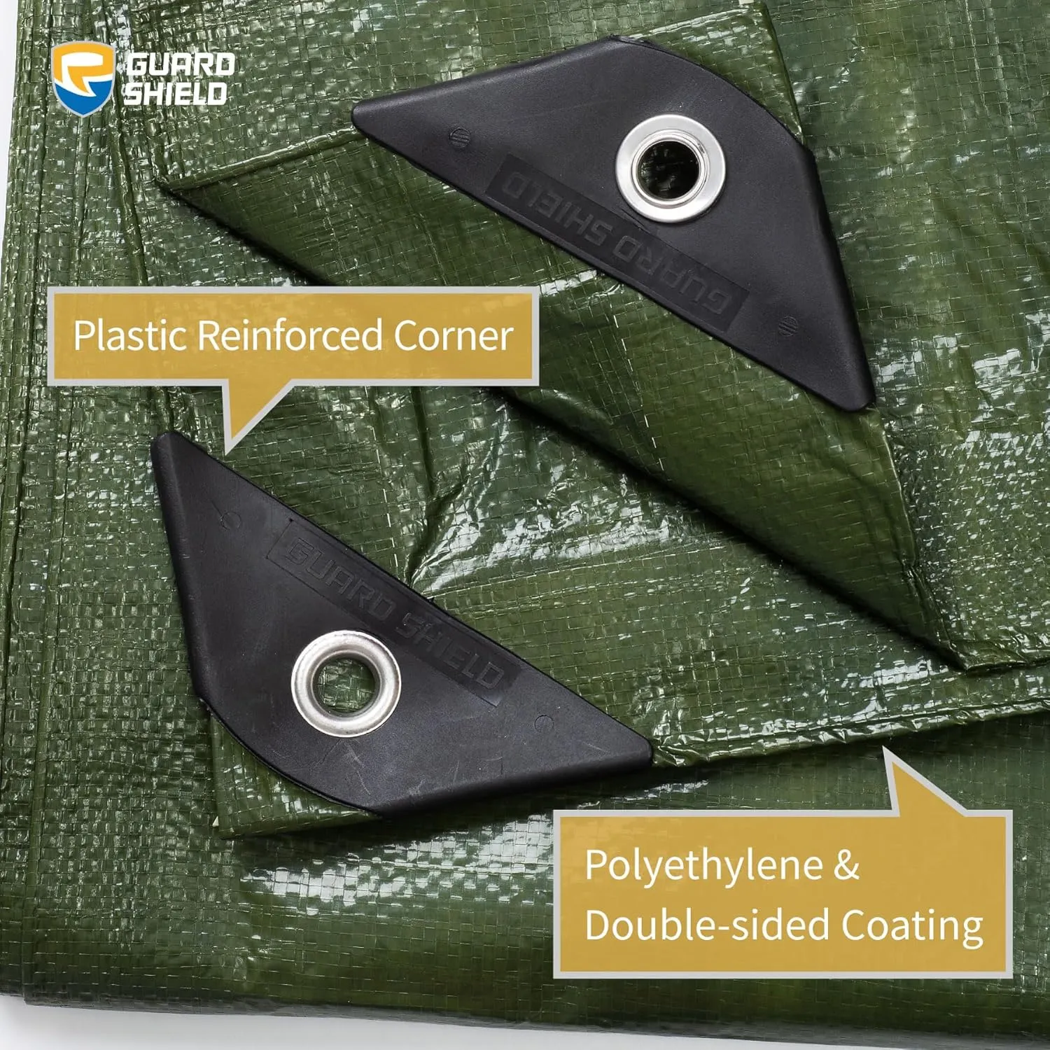 GUARD SHIELD Green Tarp Waterproof 15x15 Feet Medium Duty All Purpose Poly Tarps Cover 7mil