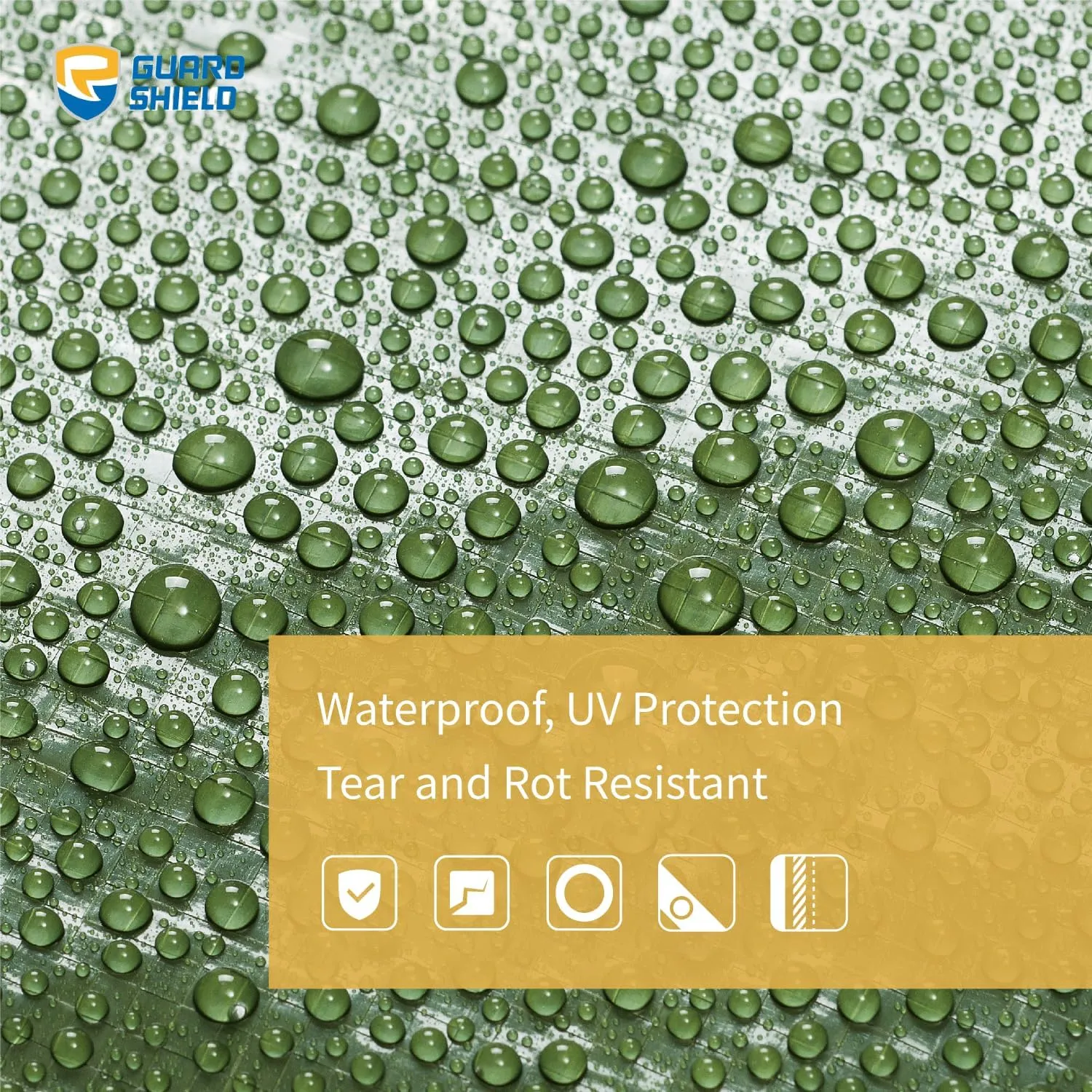 GUARD SHIELD Green Tarp Waterproof 15x15 Feet Medium Duty All Purpose Poly Tarps Cover 7mil