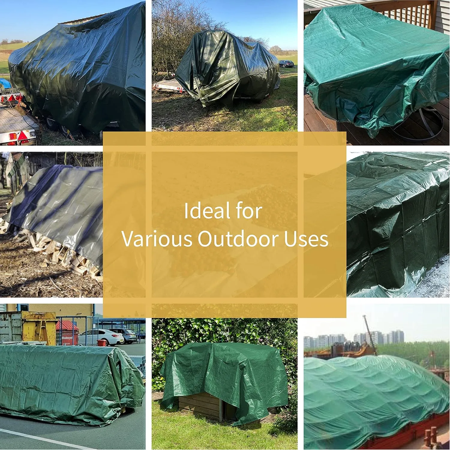 GUARD SHIELD Green Tarp Waterproof 15x15 Feet Medium Duty All Purpose Poly Tarps Cover 7mil