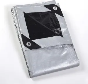GUARD SHIELD Silver/Black Tarp Waterproof 12x12 Feet Medium Duty All Purpose Poly Tarps Cover 7mil