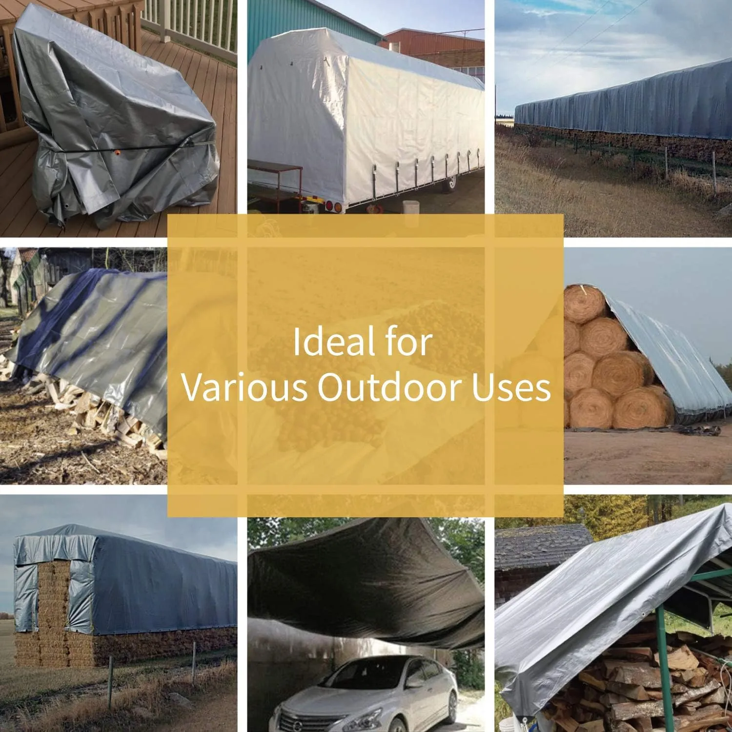 GUARD SHIELD Silver/Black Tarp Waterproof 12x12 Feet Medium Duty All Purpose Poly Tarps Cover 7mil