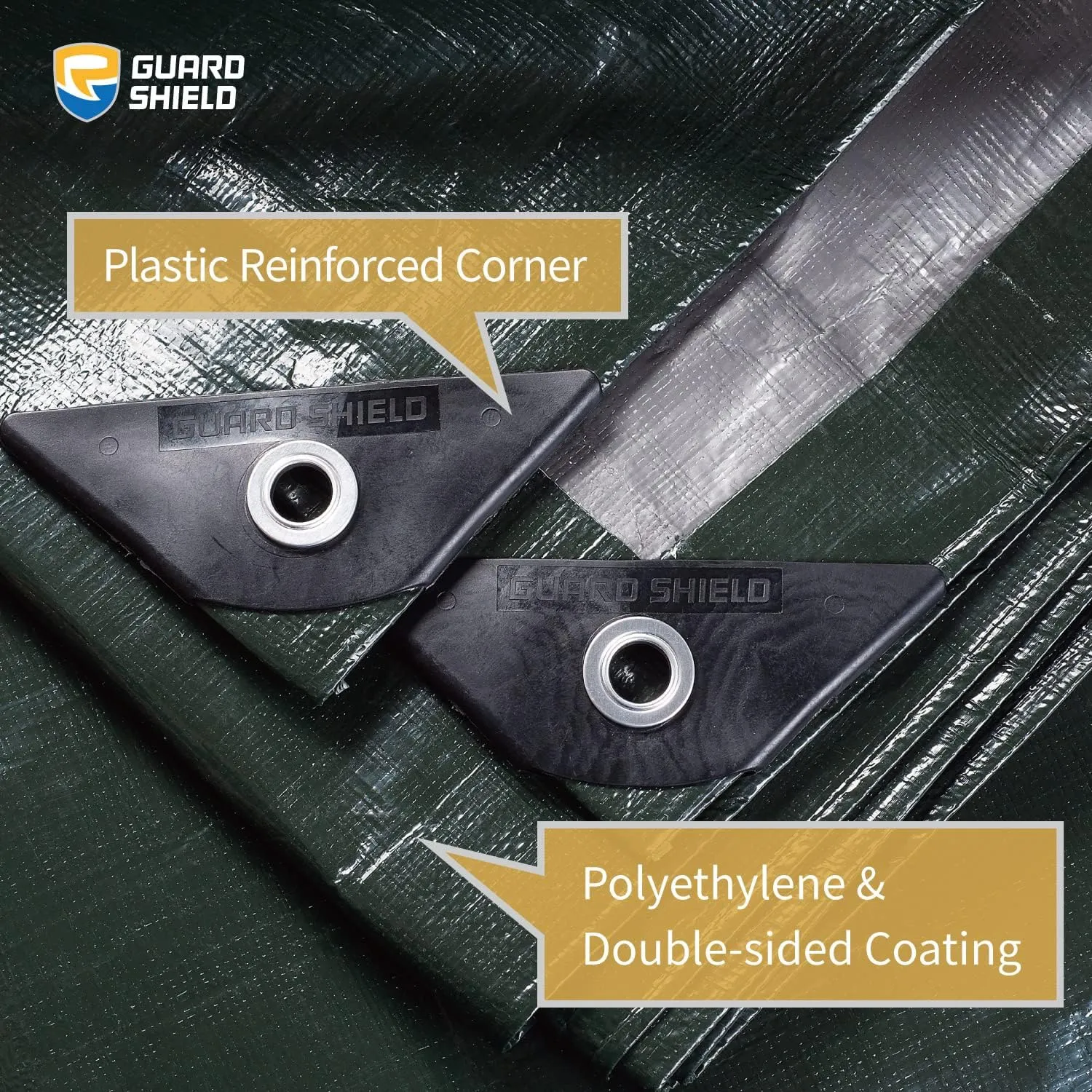 GUARD SHIELD Super Heavy Duty Green/Silver Poly Tarp Cover 10x10 Feet Waterproof 16mil Thick UV and Tear Resistant Tarpaulin with Grommets and Reinforced Edges