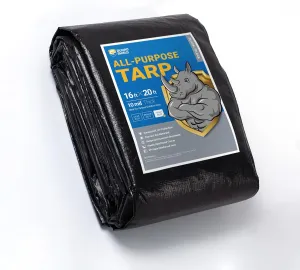 GUARD SHIELD Tarps Heavy Duty Waterproof 16x20 Feet Black Poly Tarp Cover Outdoor Thick UV Resistant Tarpaulin with Grommets 10mil
