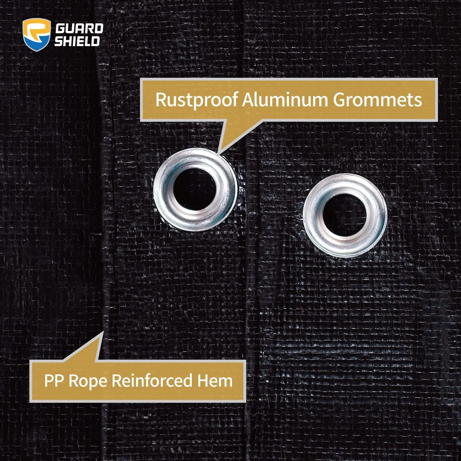 GUARD SHIELD Tarps Heavy Duty Waterproof 16x20 Feet Black Poly Tarp Cover Outdoor Thick UV Resistant Tarpaulin with Grommets 10mil