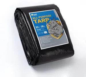 GUARD SHIELD Tarps Heavy Duty Waterproof 20x30 Feet Black Poly Tarp Cover Outdoor Thick UV Resistant Tarpaulin with Grommets 10mil