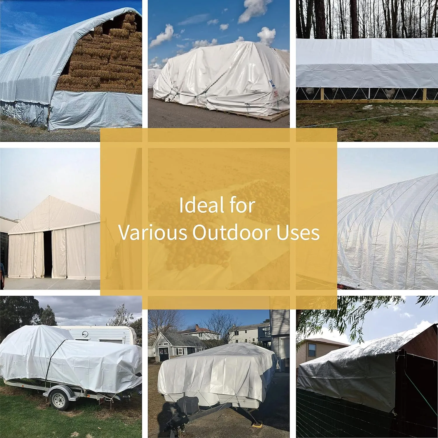 GUARD SHIELD White Tarps Heavy Duty Waterproof 8x10 Feet Large Thick Tarp Cover 12mil