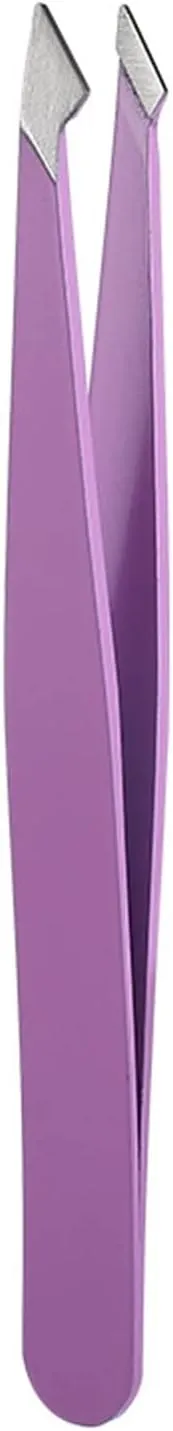 Hair Removal Tweezers Hair Removal Tweezers Stainless Steel Eyebrow Tweezers Pink Slanted Black Tip Point Face Harmless Makeup Beauty Tool Cosmetic(04)