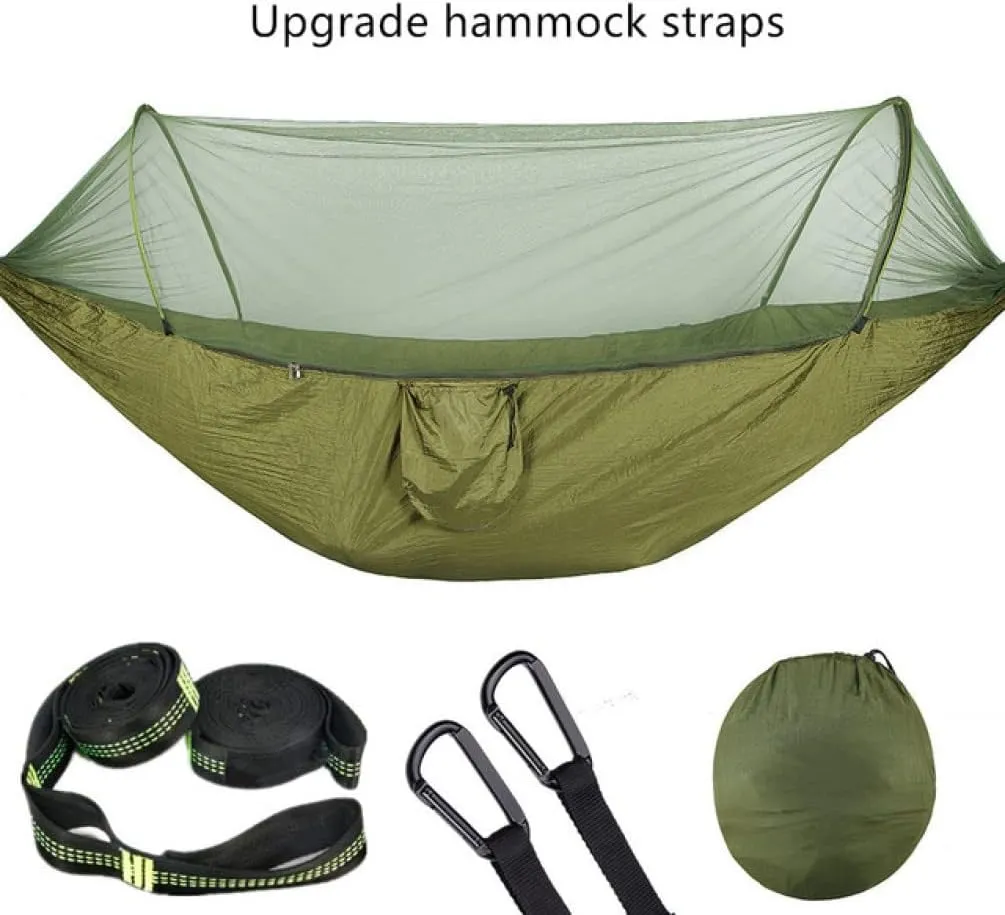 Hammock Portable Outdoor Parachute Hammocks Camping Hammock with Mosquito Net Camping Stuff for Hiking Backpacking Tree Jungle for Outdoor Camping and Picnic