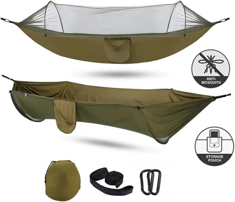 Hammock Portable Outdoor Parachute Hammocks Camping Hammock with Mosquito Net Camping Stuff for Hiking Backpacking Tree Jungle for Outdoor Camping and Picnic
