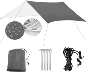 Hammock Rain Fly Waterproof Tent Tarp,PU 2000mm Waterproof,Lightweight Survival Camping Tarp for Camping,Backpacking and Outdoor Adventure (Color : Gray, Size : 300 * 300CM)