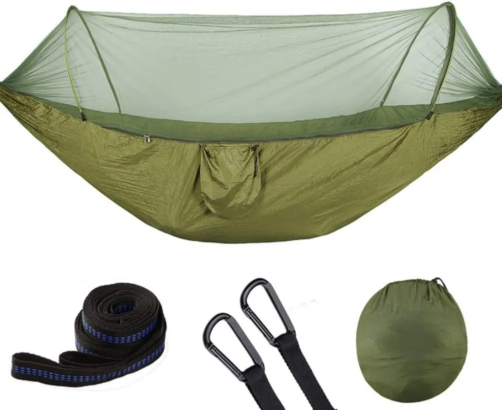 Hammocks Portable Outdoor Parachute Hammocks Camping Hammock with Mosquito Net Camping Stuff for Hiking Backpacking Tree Jungle Outdoor Hammock