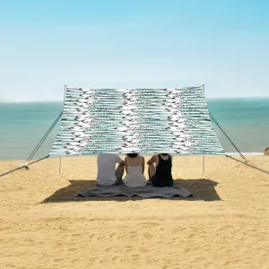 Hand Drawn Pacific Sardines Beach Camping Tent Sun Shelter for Whole Family, Beach Shade Canopy with UPF50  UV Protection,Easy Set Up and Carry,Outdoor Shade for Trips, Fishing, Backyard Fun Pi