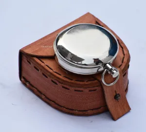 Handmade Brass Personalized Compass – Engraved Pocket Compass Gift for Son, Best Man, Graduation, Birthday – Hiking, Camping, Travel, Adventure Keepsake with Leather Case