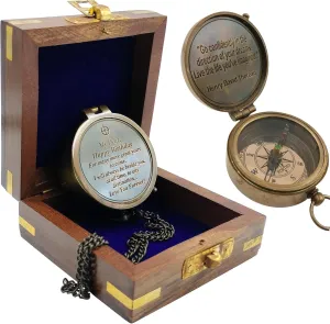 Handmade Studio Thoreau's Go Confidently Embossed Solid Brass Compass with Leather Case – Magnetic Navigation Compass with Scout Oath Inscribed, Timeless Travel Essential