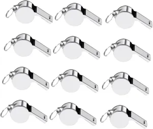 Happyyami 12pcs Outdoor Stainless Steel Referee Whistle with Lanyard Loud Safety Whistle for Sports Camping Emergency Situations Portable First Aid Survival