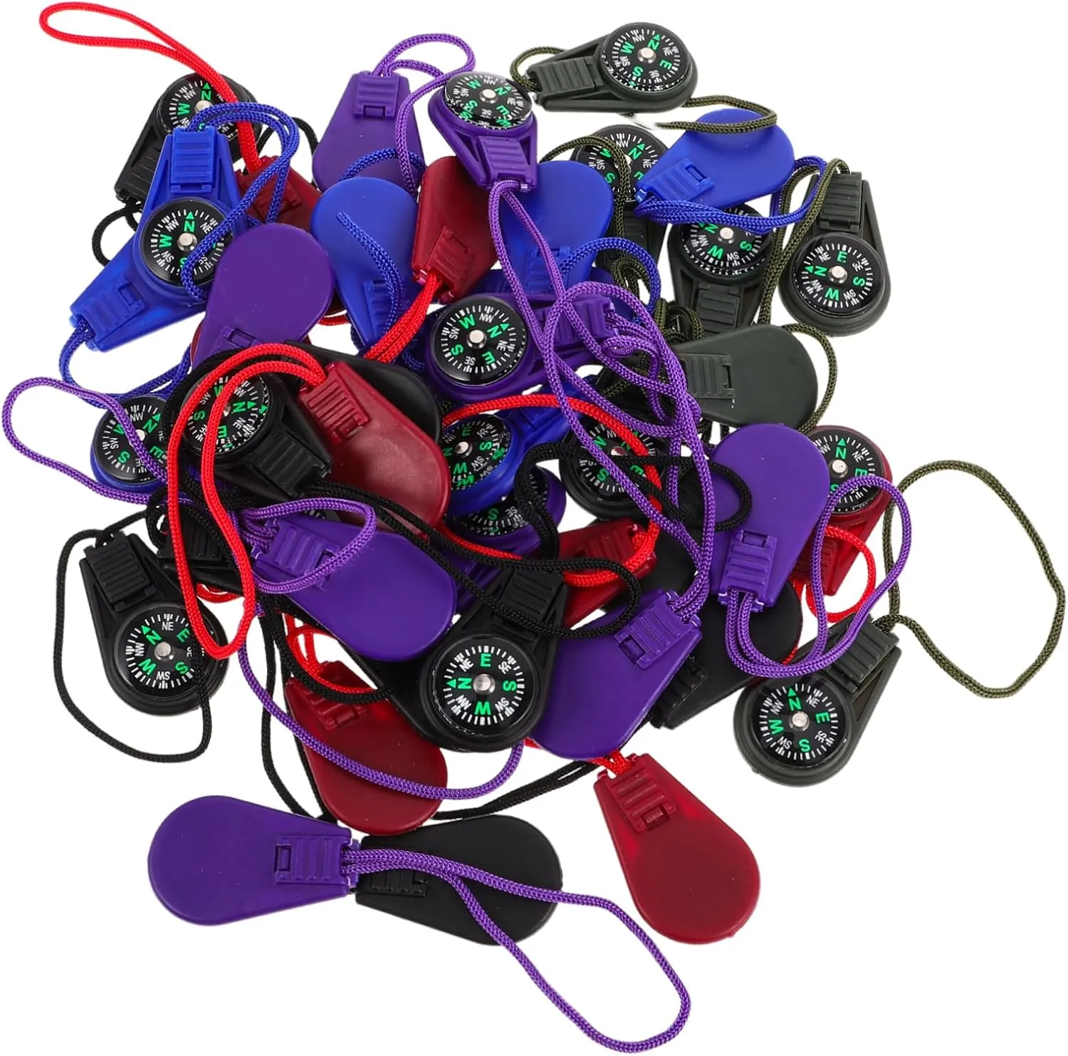 Happyyami 50pcs Compact Outdoor Compass Dazzling Colors Lanyard Compass for Boys and Girls Hiking Camping Hunting