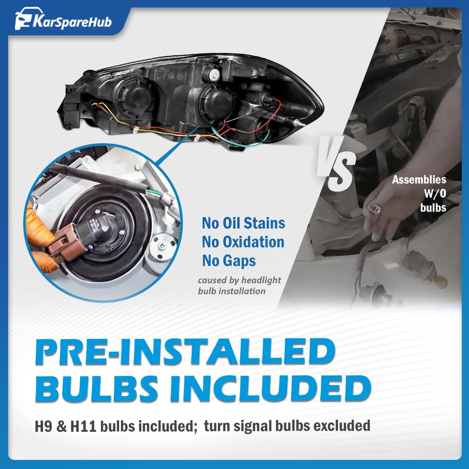 Headlights Assembly W/Bulbs for 2006-2013 Chevy Impala for 14-16 Chevy Impala Limited, 06-07 Chevy Monte Carlo Headlamp Replacement Pair
