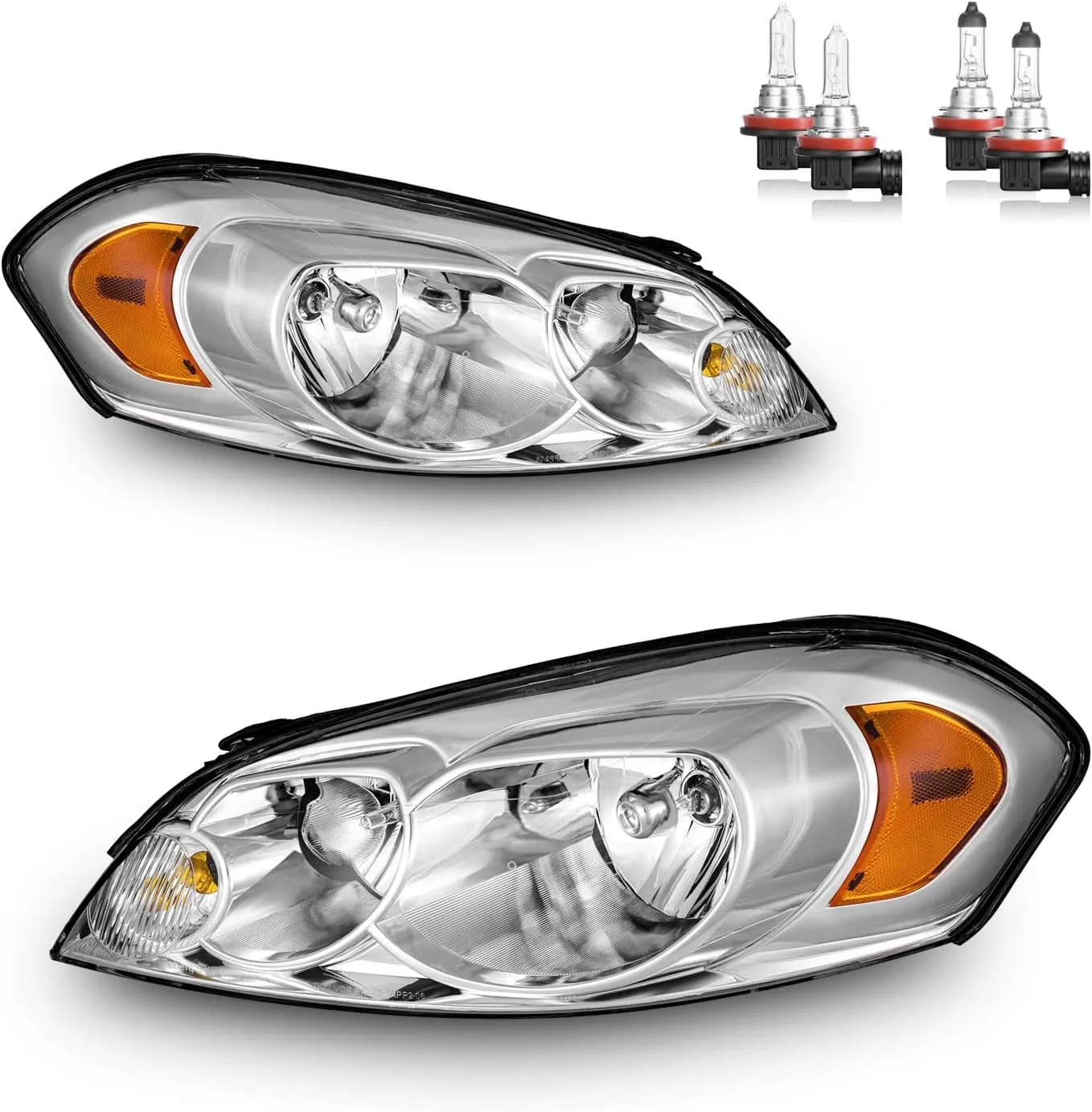 Headlights Assembly W/Bulbs for 2006-2013 Chevy Impala for 14-16 Chevy Impala Limited, 06-07 Chevy Monte Carlo Headlamp Replacement Pair