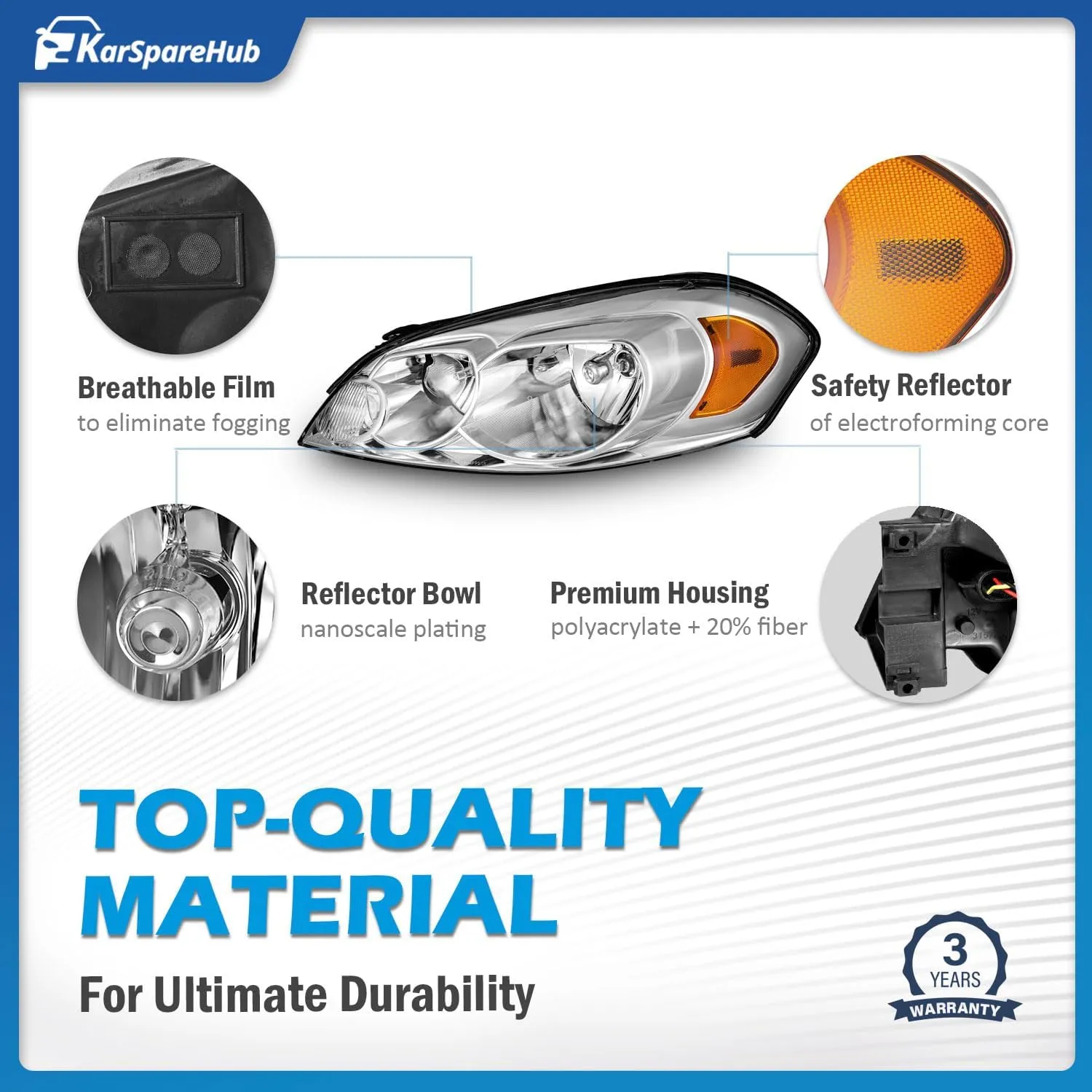 Headlights Assembly W/Bulbs for 2006-2013 Chevy Impala for 14-16 Chevy Impala Limited, 06-07 Chevy Monte Carlo Headlamp Replacement Pair