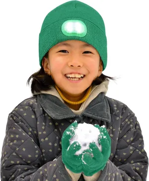 Headlightz by Roq Innovation - Kids Beanie with Light & Glove Set - Unisex LED Beanie Hat with Light Built in, Rechargeable