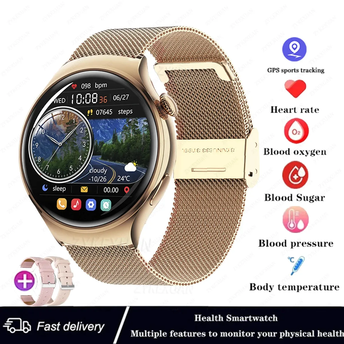 Health GT4 AMOLED Huawei IP68 360*360 Rate Monitor Watch Mini Women Smart For Smartwatch Waterproof NFC Screen 2024 Free returns Heart HD Smart design New