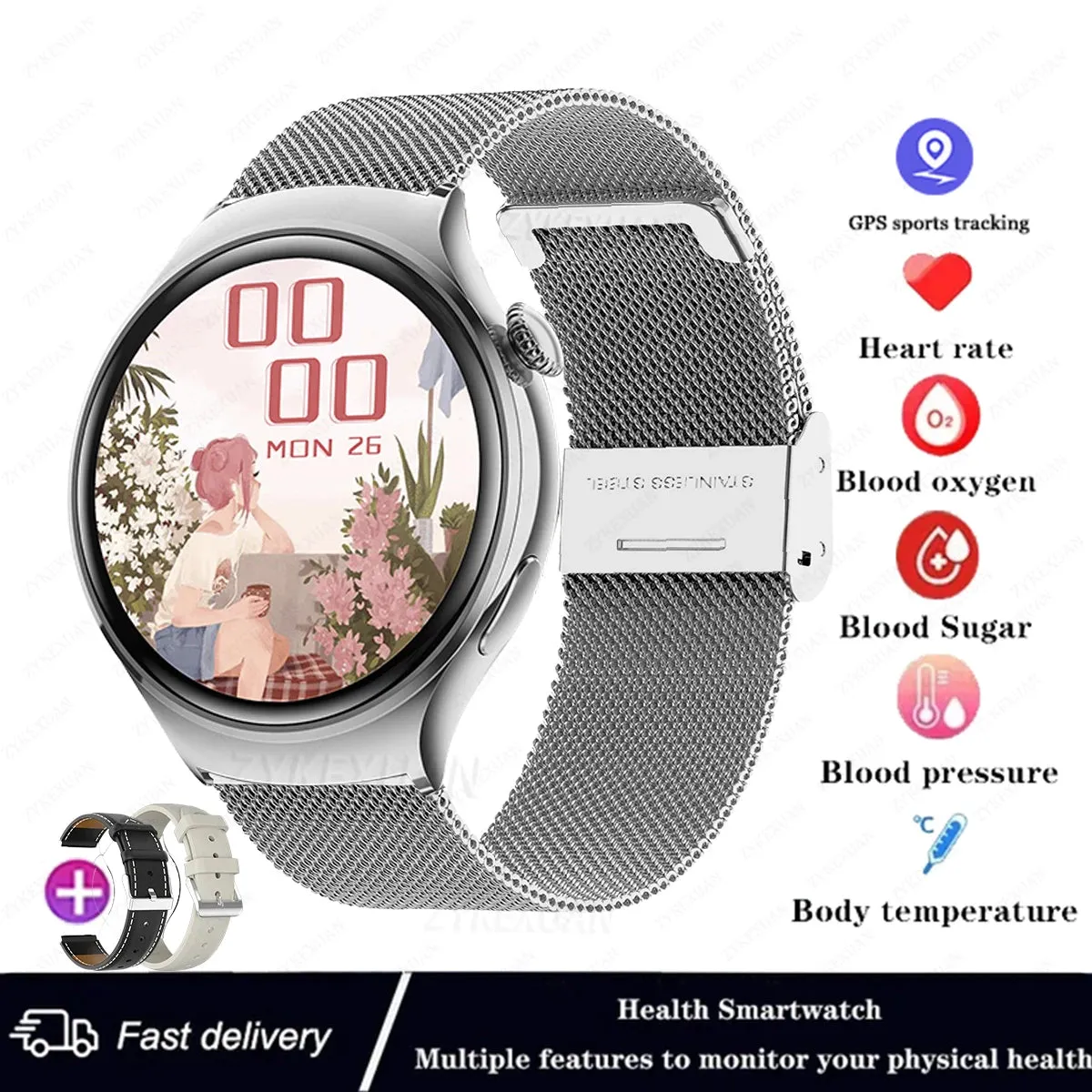 Health GT4 AMOLED Huawei IP68 360*360 Rate Monitor Watch Mini Women Smart For Smartwatch Waterproof NFC Screen 2024 Free returns Heart HD Smart design New