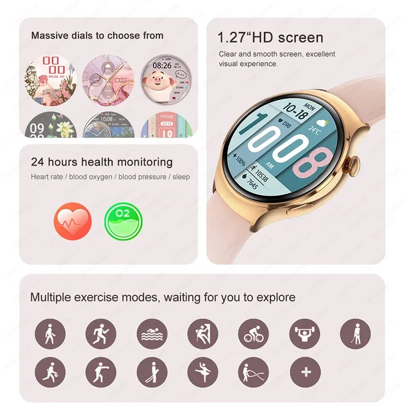 Health GT4 AMOLED Huawei IP68 360*360 Rate Monitor Watch Mini Women Smart For Smartwatch Waterproof NFC Screen 2024 Free returns Heart HD Smart design New