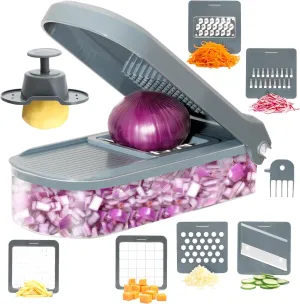 Heavy Duty 6-in-1 Vegetable Chopper & Mandoline Slicer | 6-Blade Onion Dicer Cutter with Storage Container | Kitchen Prep Tool for Meal Planning & Cooking