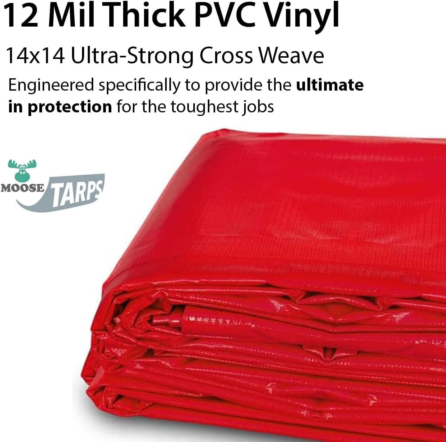 Heavy Duty Tarp, 100% Waterproof 12mil Thick PVC Vinyl Tent Tarp for Camping, Multi-Purpose Thick Protective Cover, Weather Proof, Heavy Duty, UV Resistant, 10 Feet x 12 Feet, Red