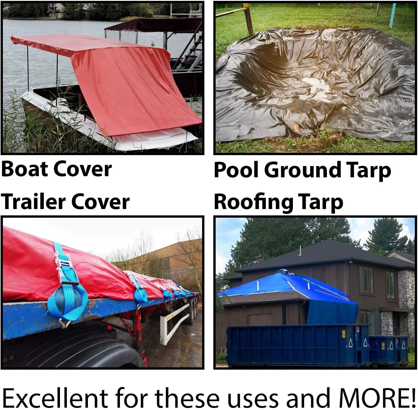 Heavy Duty Tarp, 100% Waterproof 12mil Thick PVC Vinyl Tent Tarp for Camping, Multi-Purpose Thick Protective Cover, Weather Proof, Heavy Duty, UV Resistant, 10 Feet x 12 Feet, Red