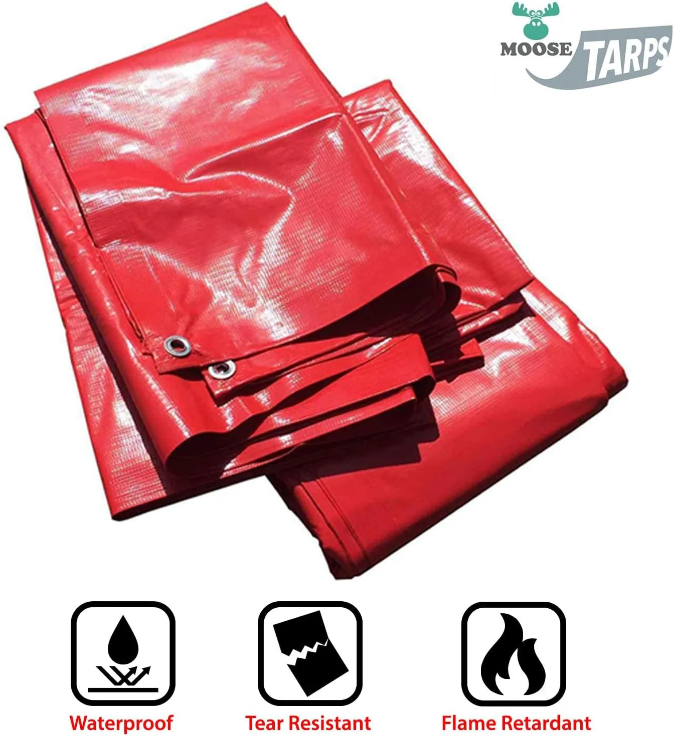 Heavy Duty Tarp, 100% Waterproof 12mil Thick PVC Vinyl Tent Tarp for Camping, Multi-Purpose Thick Protective Cover, Weather Proof, Heavy Duty, UV Resistant, 10 Feet x 12 Feet, Red