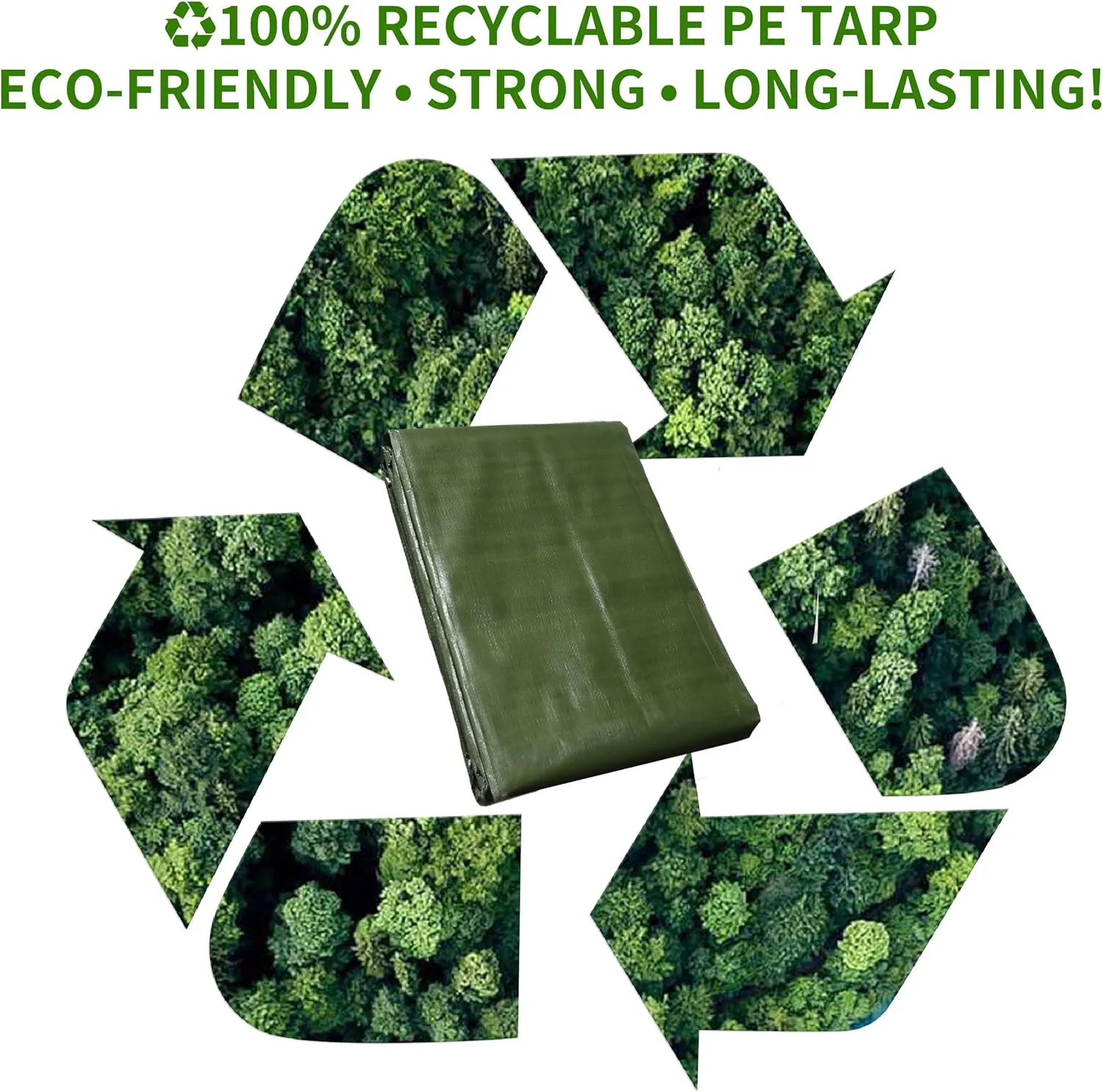 Heavy Duty Tarp 16' x 24' 9-mil Waterproof Poly Reinforced Tarp Cover Tent Shelter Camping Tarpaulin with Grommets Forest Green