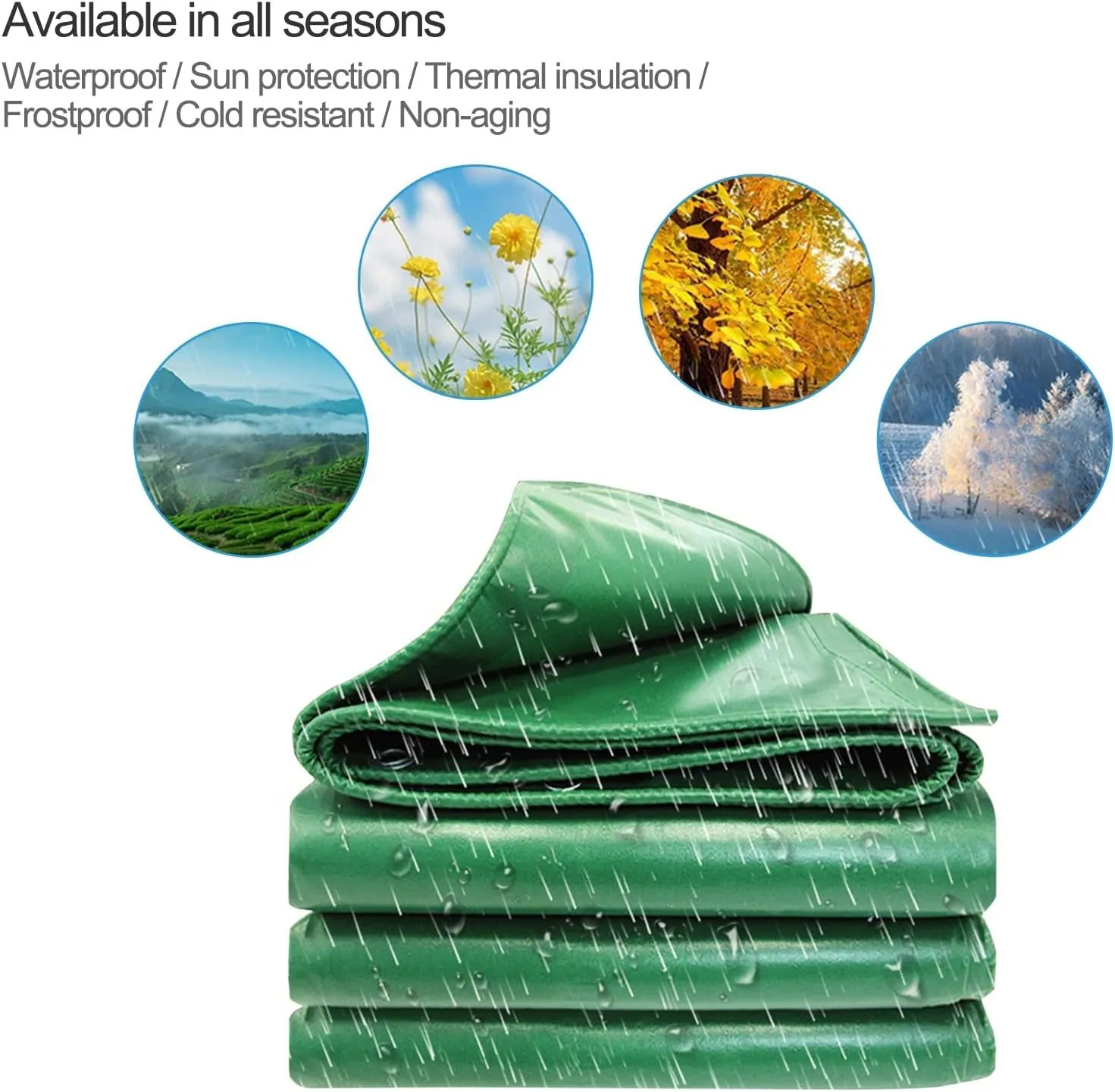 Heavy Duty Tarpaulin Waterproof Cover Tarps Tent Sheet Green PVC Canopy Tent, for Camping Caravan Boat Car Picnic Outdoor Furniture Protective Covers (Size : 1x1m)