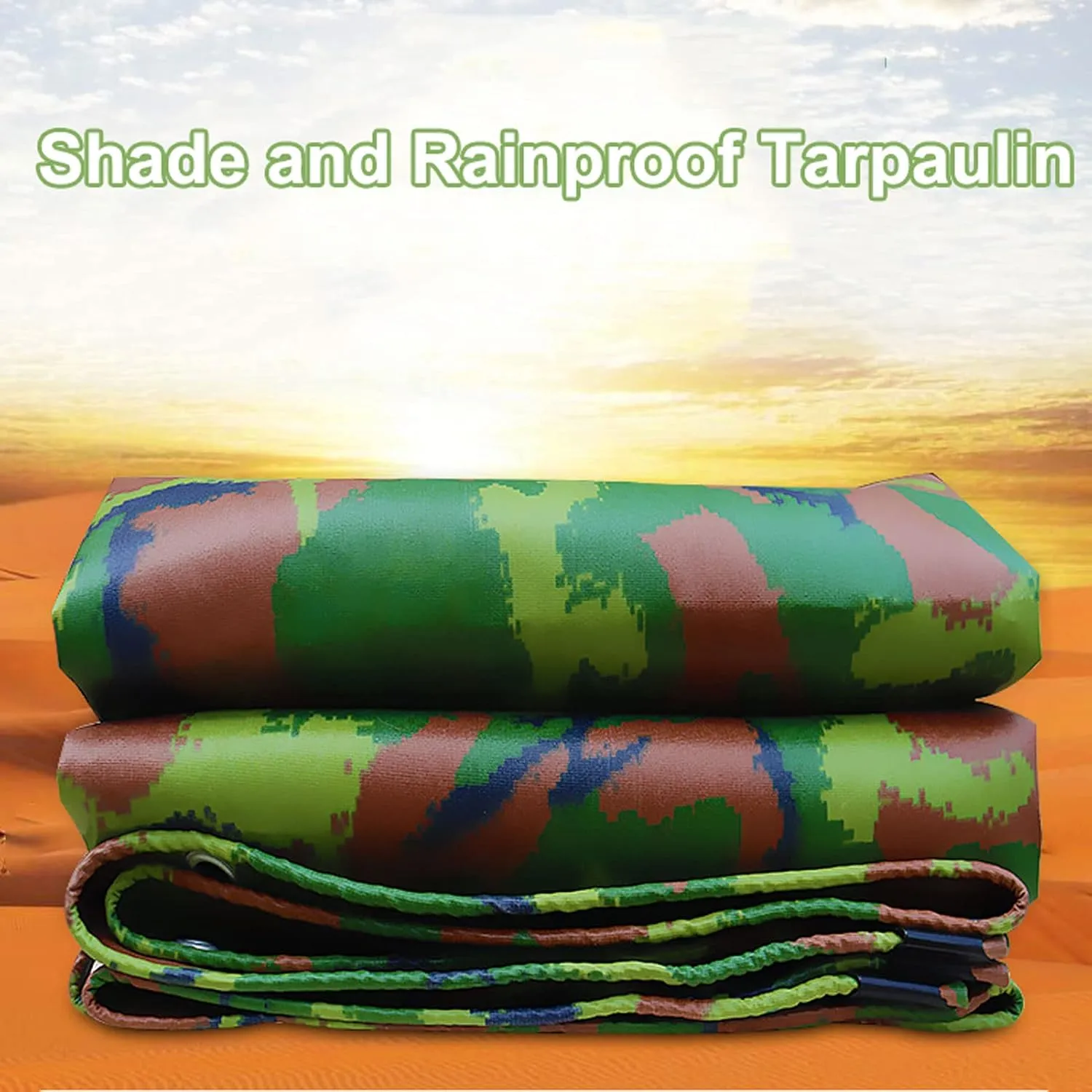 Heavy Duty Tarps Double-Sided Waterproof Camouflage 39.4x49.2ft, 15 mil Multi Purpose Tarpaulin with Eyelets, Canvas Tarpaulins Sheet Anti-Scratch Windproof, Weatherproof, for All Weather