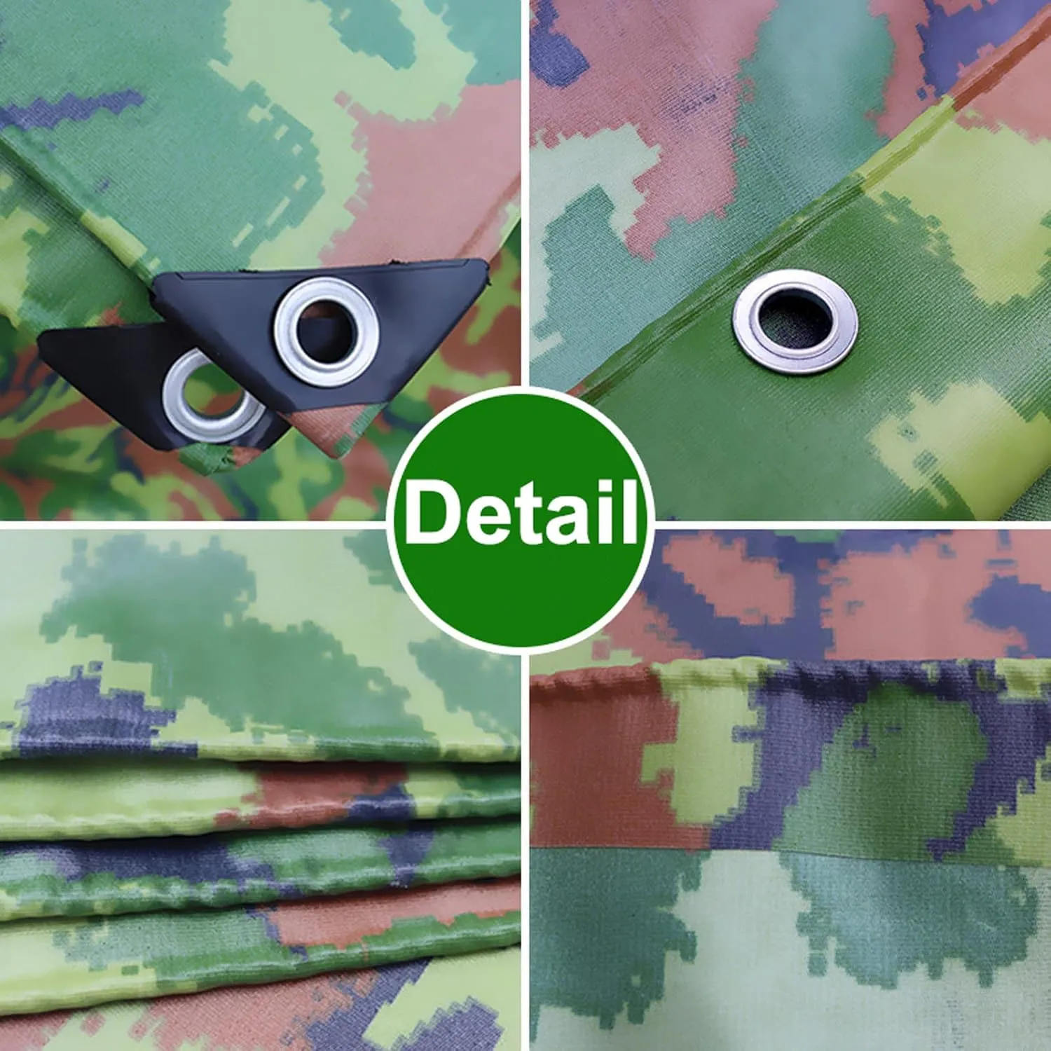 Heavy Duty Tarps Double-Sided Waterproof Camouflage 39.4x49.2ft, 15 mil Multi Purpose Tarpaulin with Eyelets, Canvas Tarpaulins Sheet Anti-Scratch Windproof, Weatherproof, for All Weather