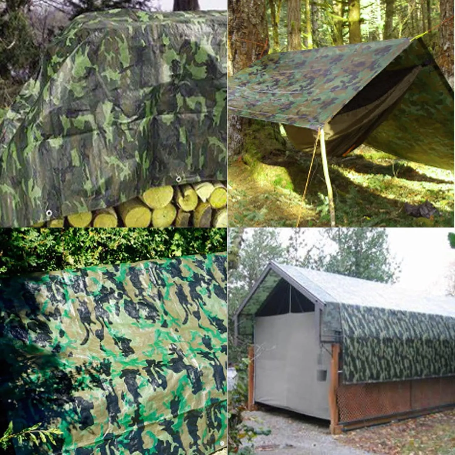Heavy Duty Tarps Double-Sided Waterproof Camouflage 39.4x49.2ft, 15 mil Multi Purpose Tarpaulin with Eyelets, Canvas Tarpaulins Sheet Anti-Scratch Windproof, Weatherproof, for All Weather