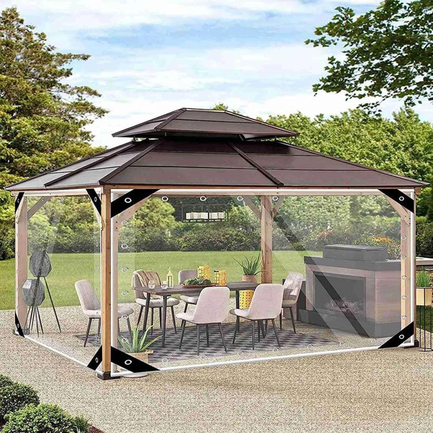 Heavy Duty Waterproof Clear Tarps 1.6x19.7ft, PVC Tarpaulin Cover with Grommets, Easy to Install, Outdoor Rainproof Clear Tarps, for Plants Gardens