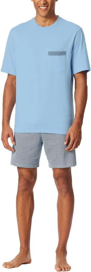 Herren Schlafanzug Kurz Rundhals-Comfort Nightwear Pijama Set, Air_180261, 52 Men, Air_180261, 50