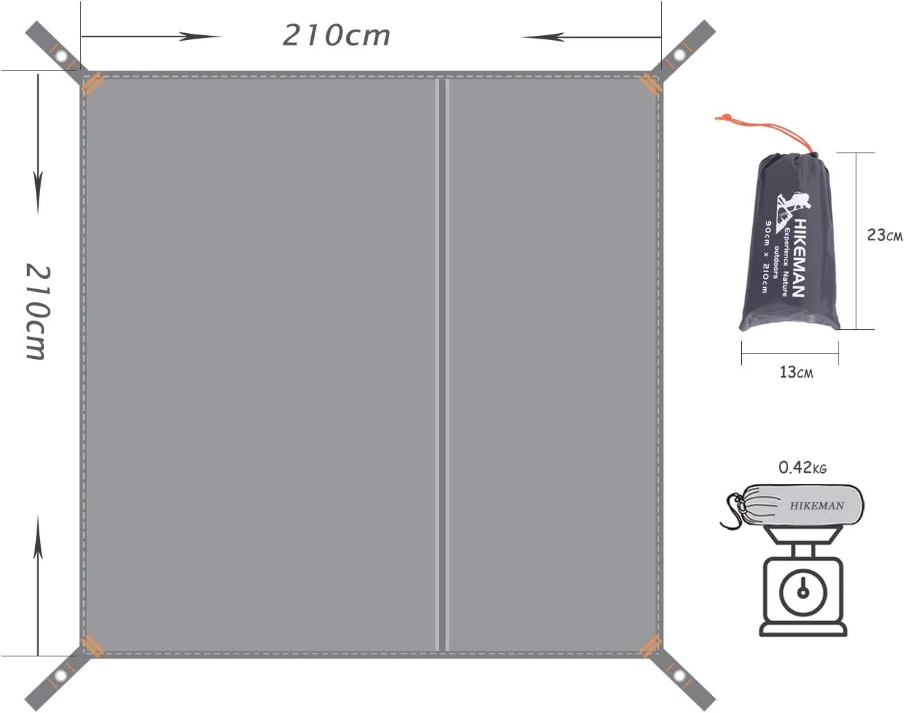 Hikeman Tent Footprint - Waterproof Camping Tarp, Heavy Duty Tent Floor Saver, Ultralight Ground Sheet Mat for Hiking, Backpacking, Hammock, Beach - Storage Bag Included(XL-83”x83”)