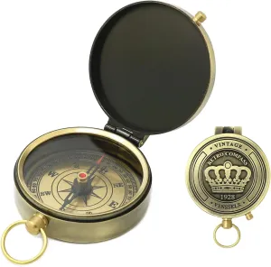Hiking and Camping Survival Compass, Pocket Watch Compass, Suitable for Hiking, Camping, Backpacking, Outdoor Activities,Brass,One Size